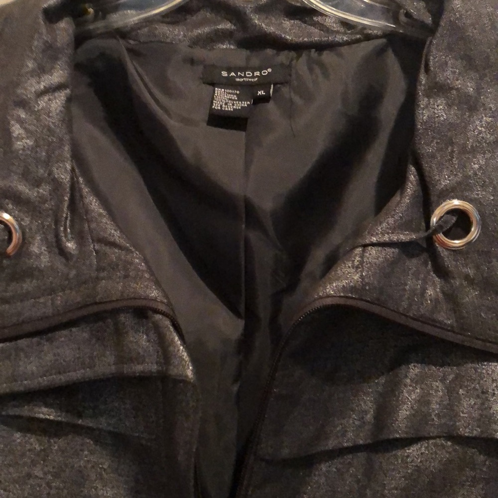 Sandro Sportswear  size XL black very dark metallic gray jacket with 3/4 sleeve - Picture 15 of 16